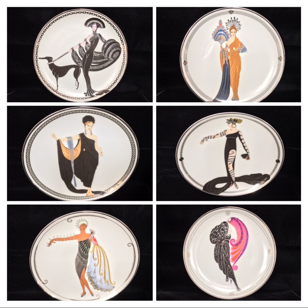 Erte Art Deco Plates - set of 6